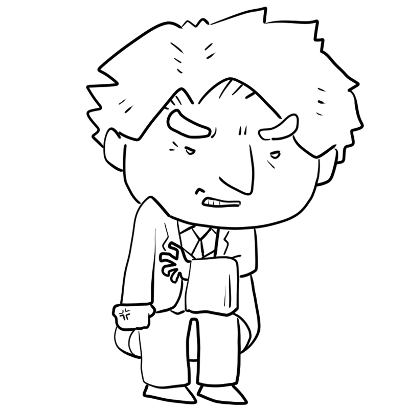 悔しそうなベテラン執事のかわいいぬり絵