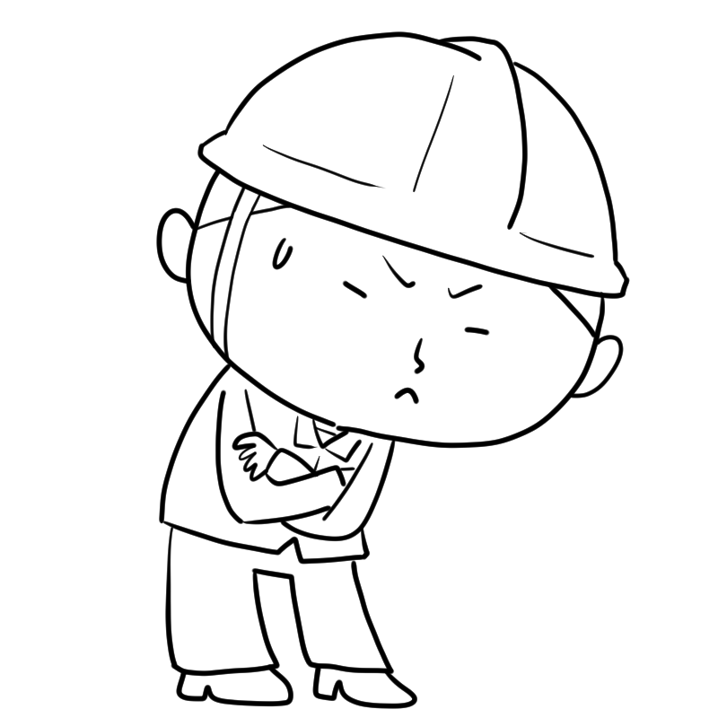 苦悩する現場監督のかわいいぬり絵