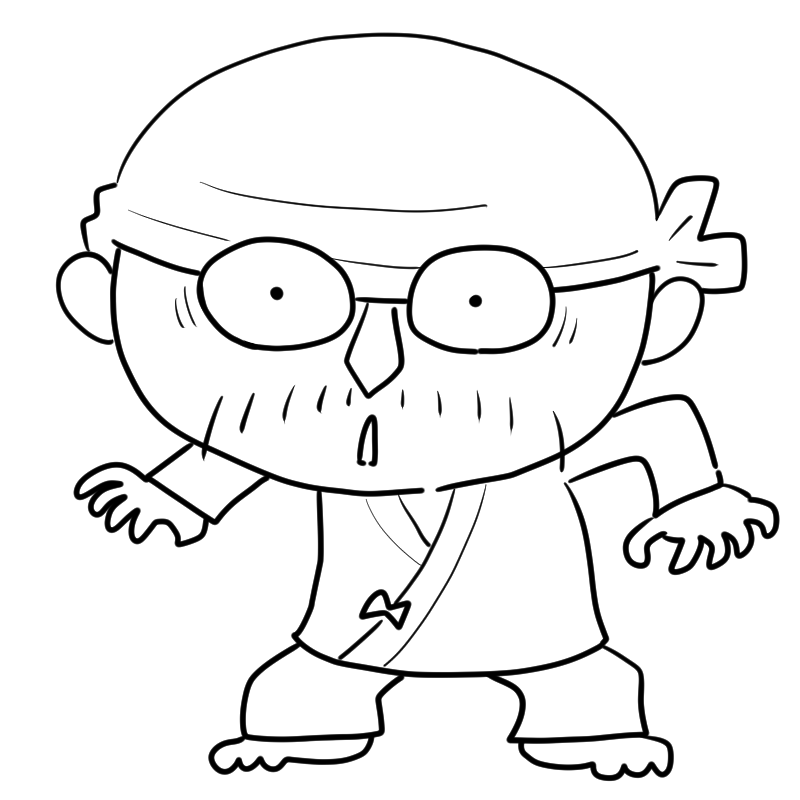 驚く作務衣の職人のかわいいぬり絵