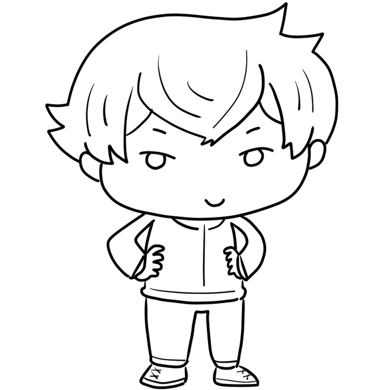 微笑むジャージ男子のかわいいぬり絵