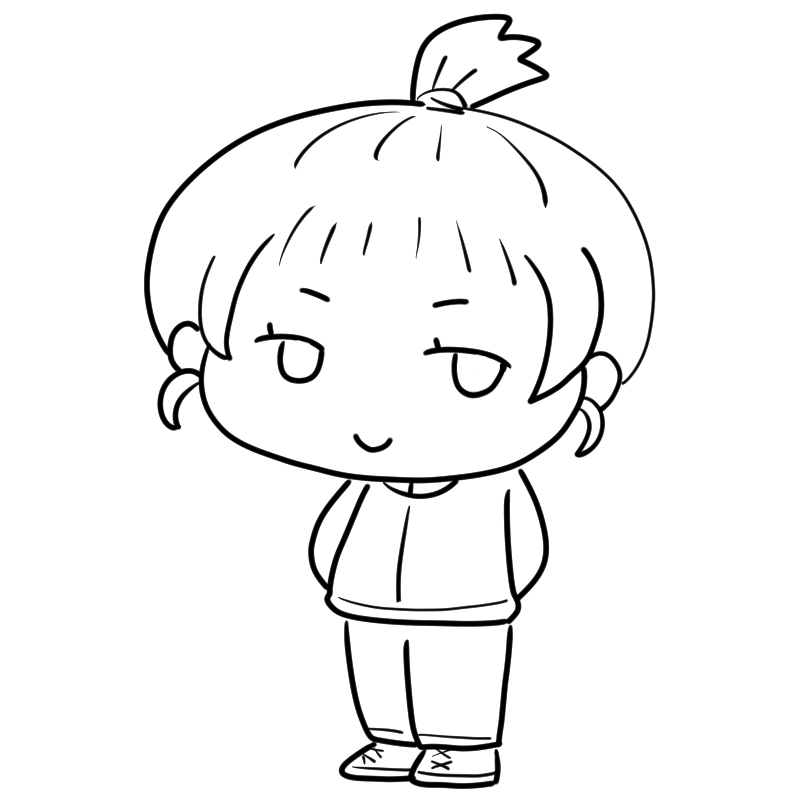 微笑むジャージ女子のかわいいぬり絵