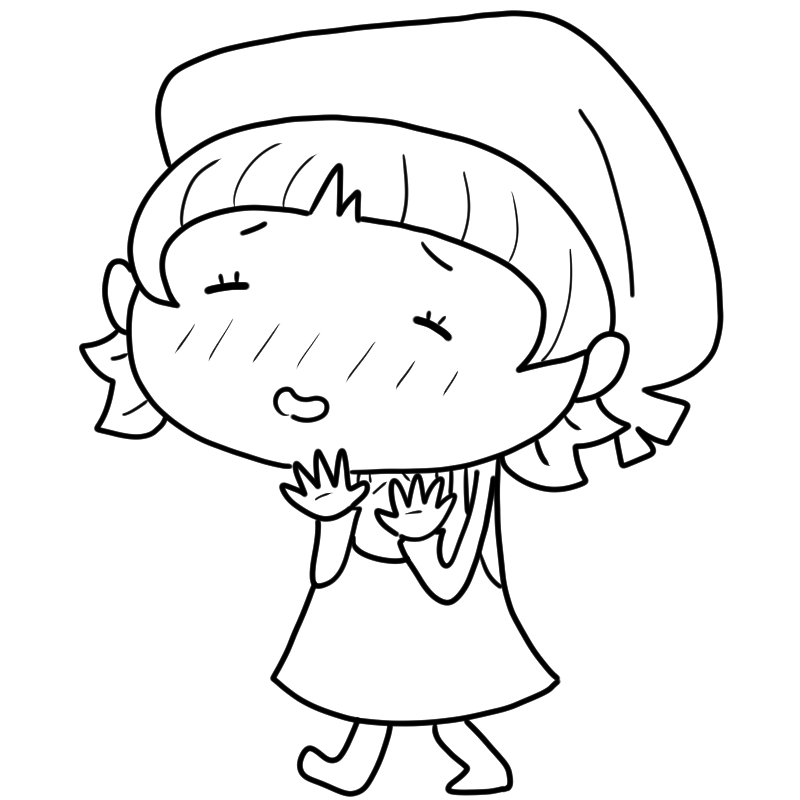 照れる女性店員のかわいいぬり絵