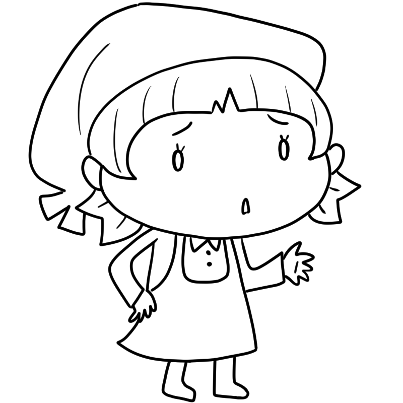困る三角巾の女性のかわいいぬり絵