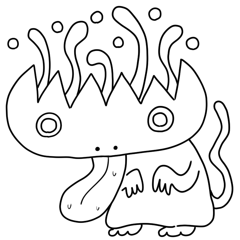 舌の長いモンスターのかわいいぬり絵