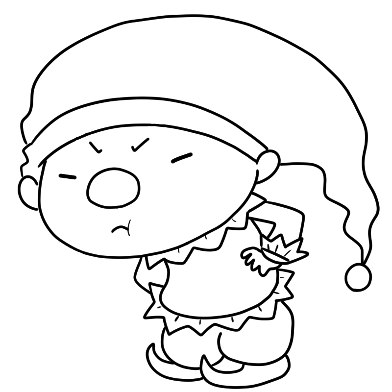 不満そうなピエロのかわいいぬり絵
