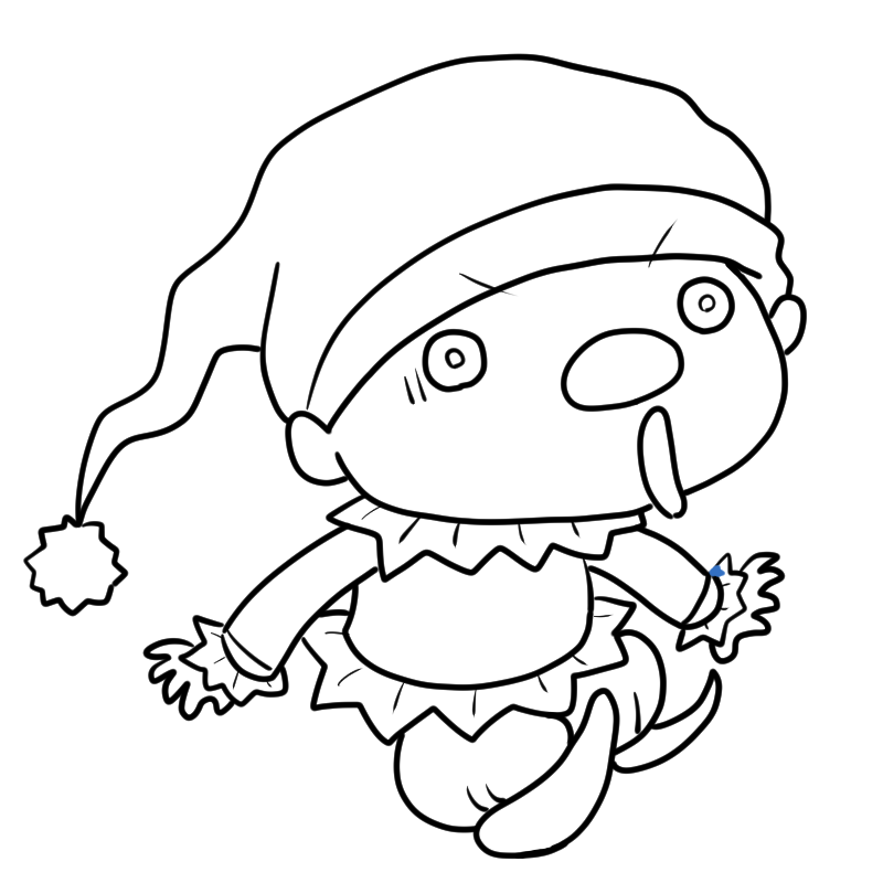 腰を抜かすピエロのかわいいぬり絵