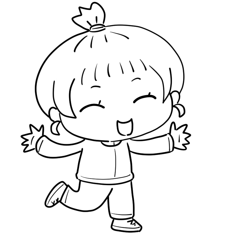 嬉しそうなジャージの女の子のかわいいぬり絵