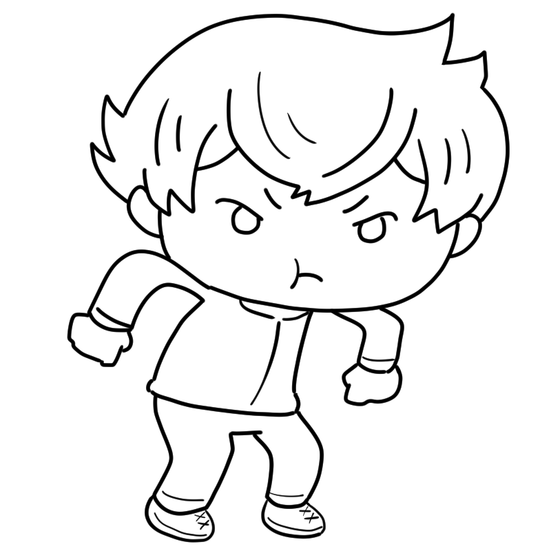 怒るジャージ男子のかわいいぬり絵