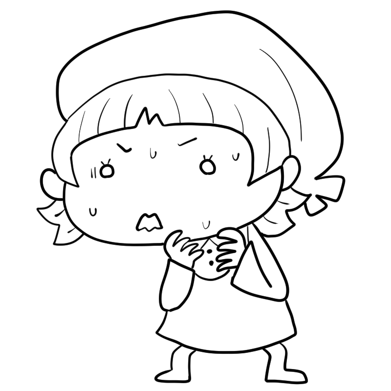 うろたえる女性店員のかわいいぬり絵
