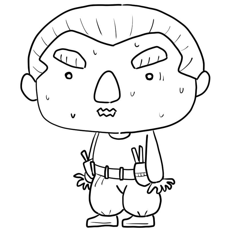 緊張する大工さんのかわいいぬり絵
