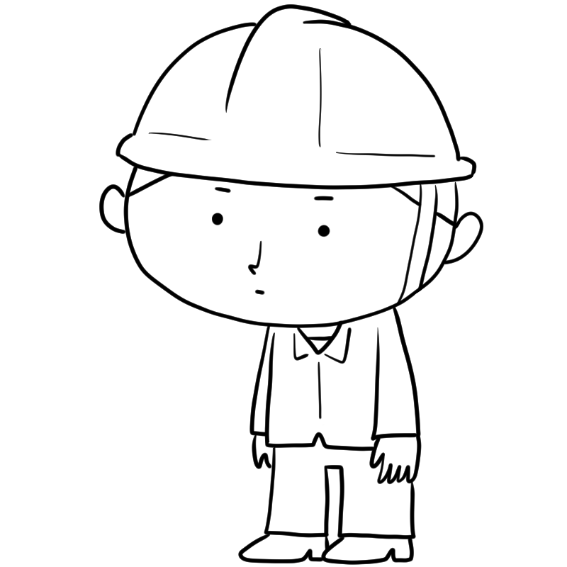 無表情のヘルメットの男性のかわいいぬり絵