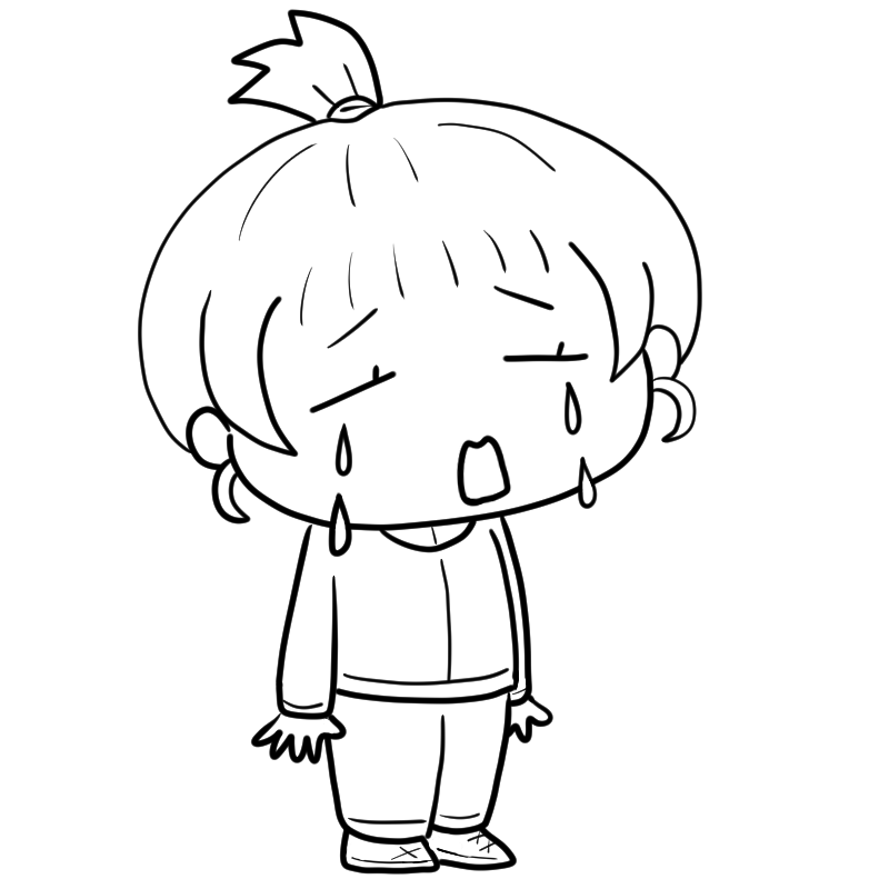 泣くジャージ女子のかわいいぬり絵