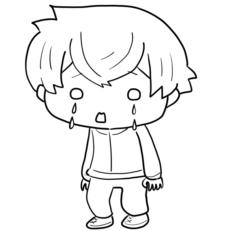 泣くジャージ男子のかわいいぬり絵