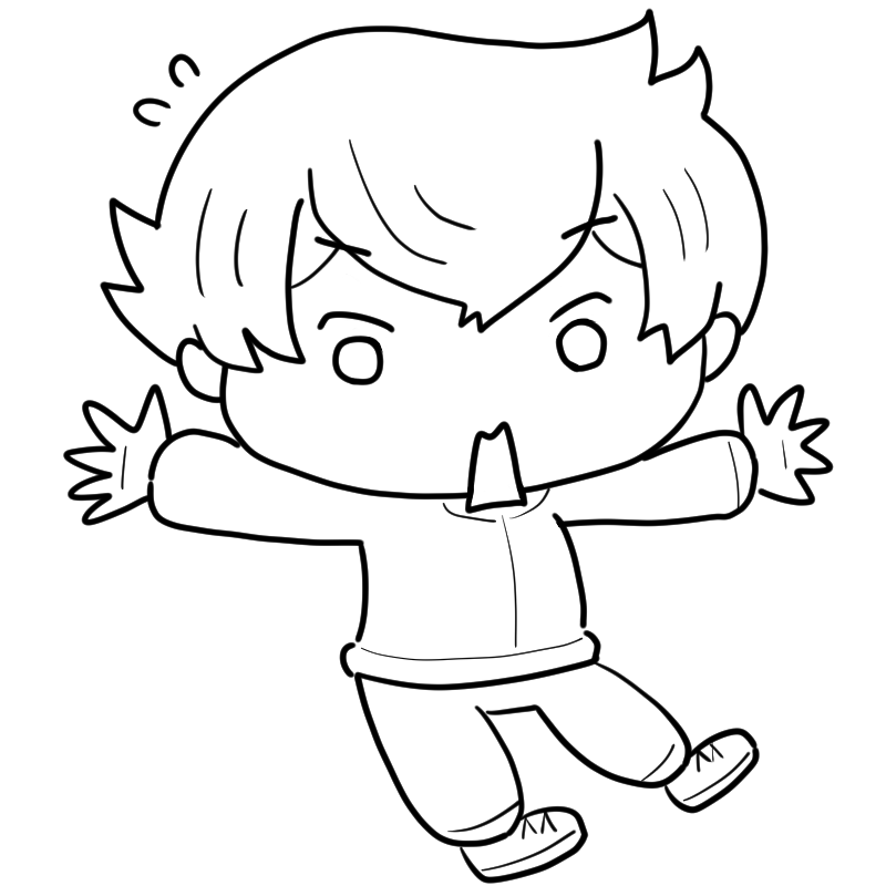 驚くジャージ男子のかわいいぬり絵