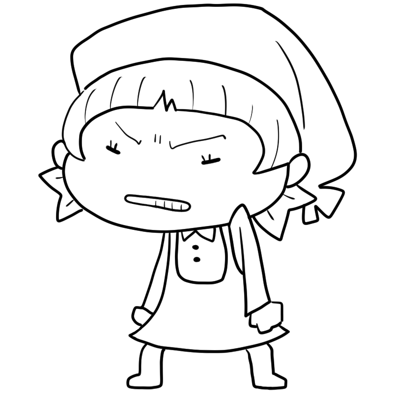 悔しそうなパート女性のかわいいぬり絵
