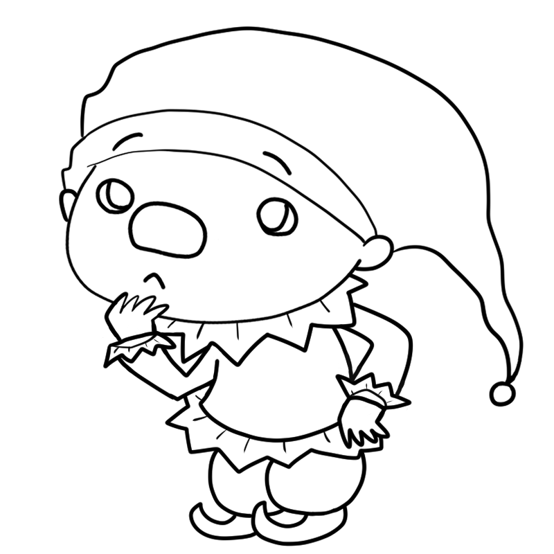 考えるピエロの少年のかわいいぬり絵