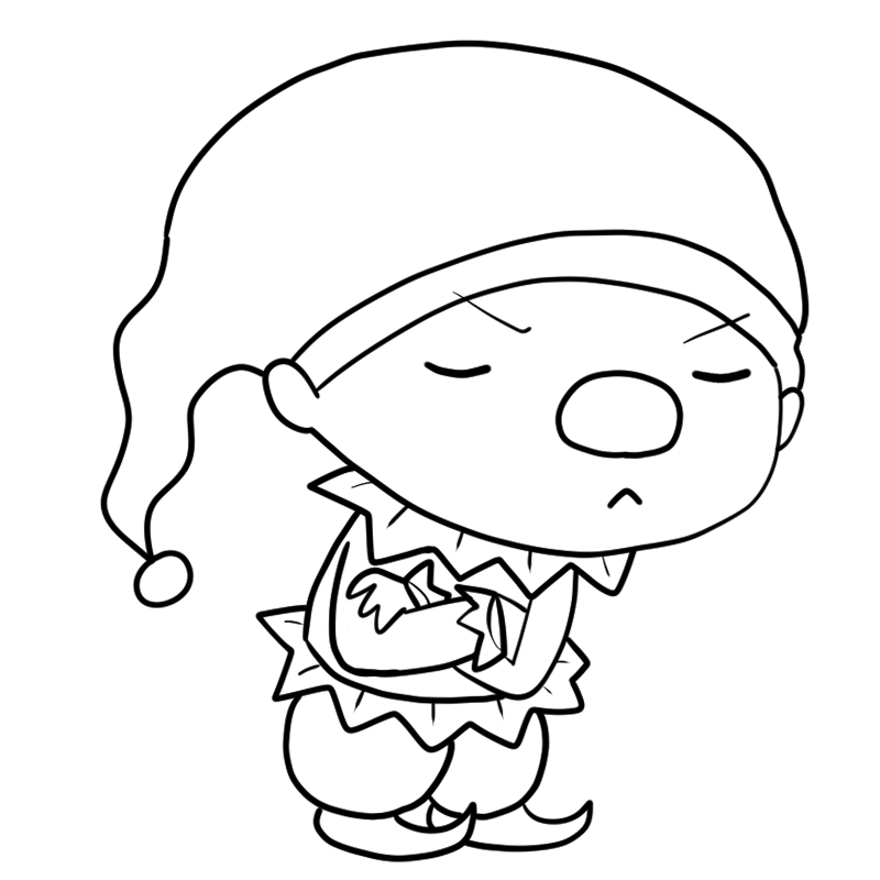 悩むピエロのかわいいぬり絵