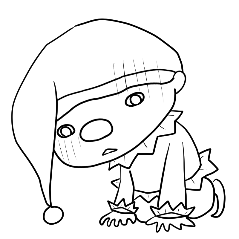 落ち込むピエロのかわいいぬり絵