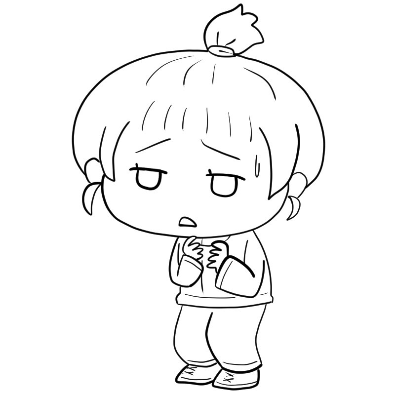困るジャージの女の子のかわいいぬり絵