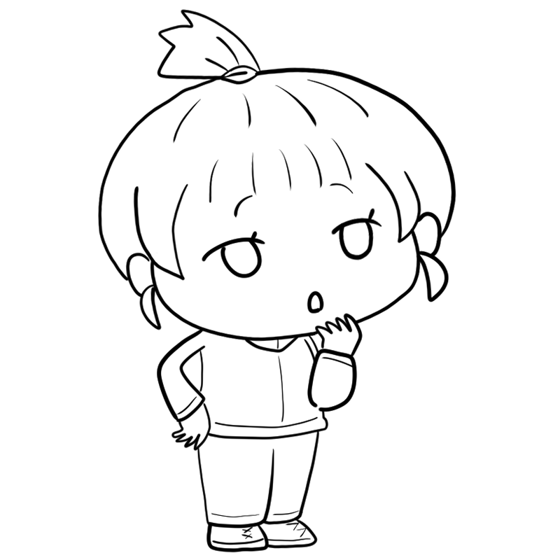 考えるジャージ女子のかわいいぬり絵