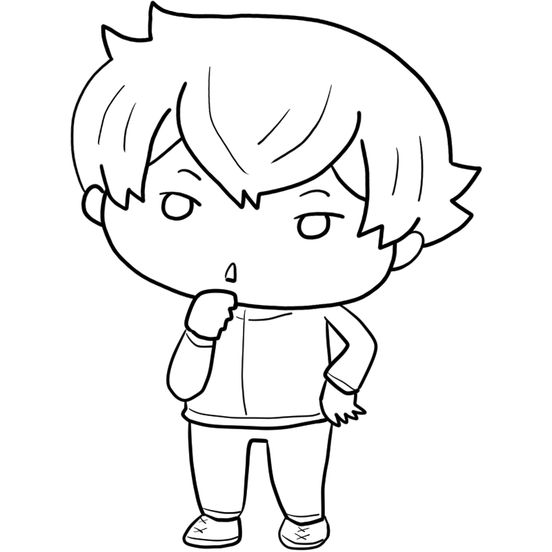 考えるジャージ男子のかわいいぬり絵