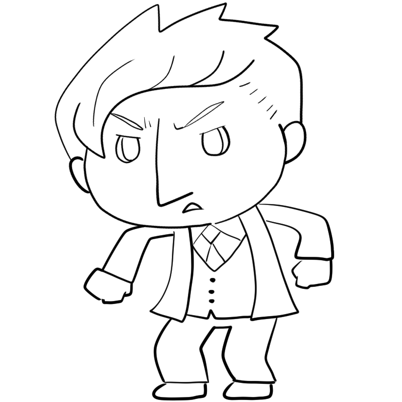 怒る白人サラリーマンのかわいいぬり絵