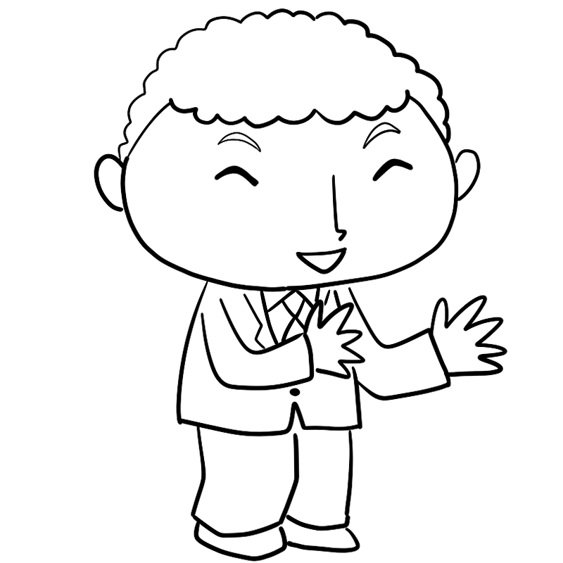 楽しそうなスーツの黒人男性のかわいいぬり絵