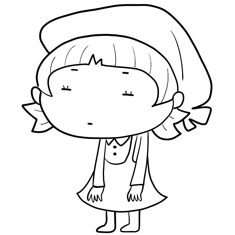 無表情のエプロンの販売員のかわいいぬり絵