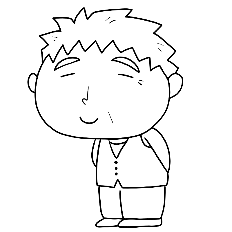 微笑む白髪の老人のかわいいぬり絵