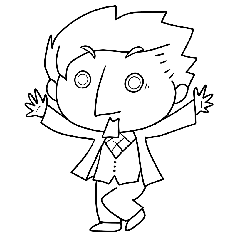 驚く白人サラリーマンのかわいいぬり絵