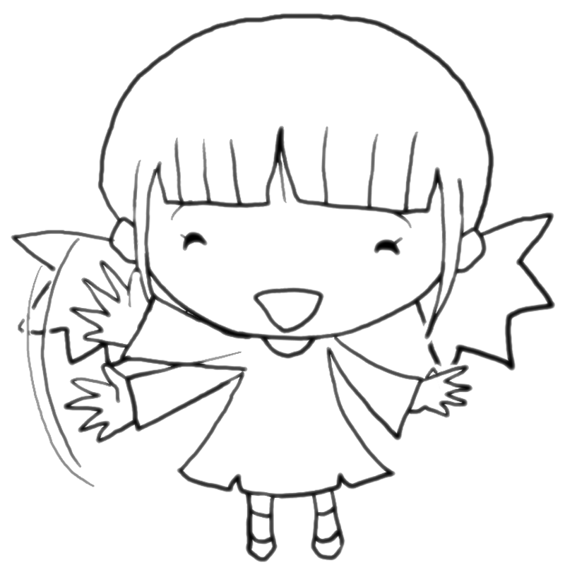 手を振る女の子のかわいいぬり絵