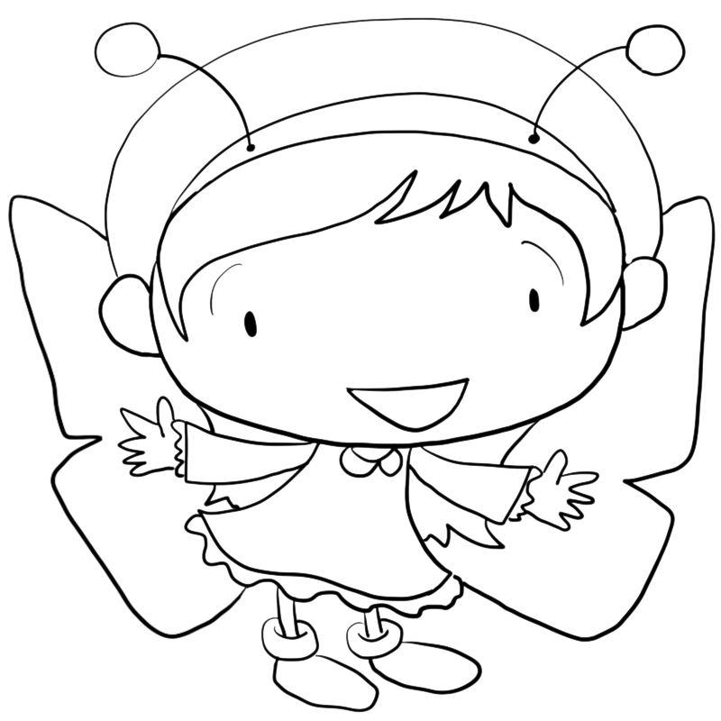 お遊戯会で蝶々の仮装をする女の子