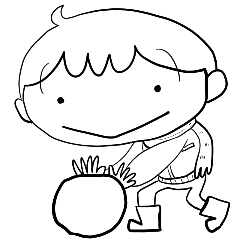 冬!雪が降ったぞ積もったぞ!雪だるまを作る男の子