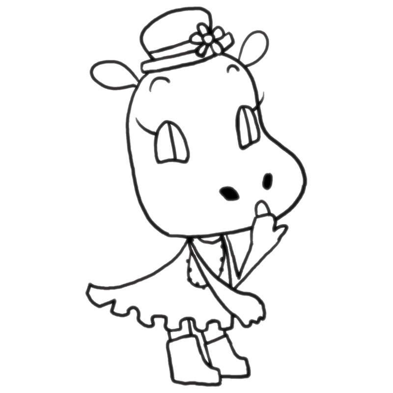 驚くカバのかわいいぬり絵