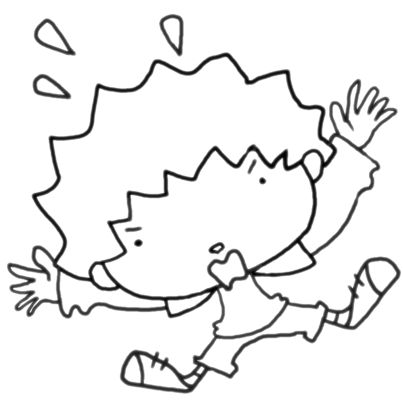 驚く男の子のかわいいぬり絵