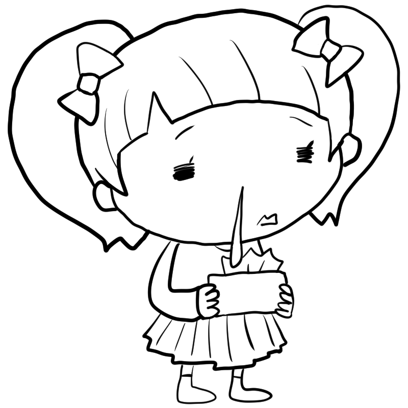 風を引いた女の子のかわいいぬり絵