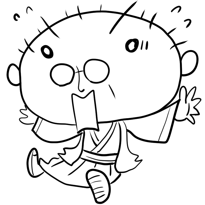 驚く着物のおじいちゃんのかわいいぬり絵