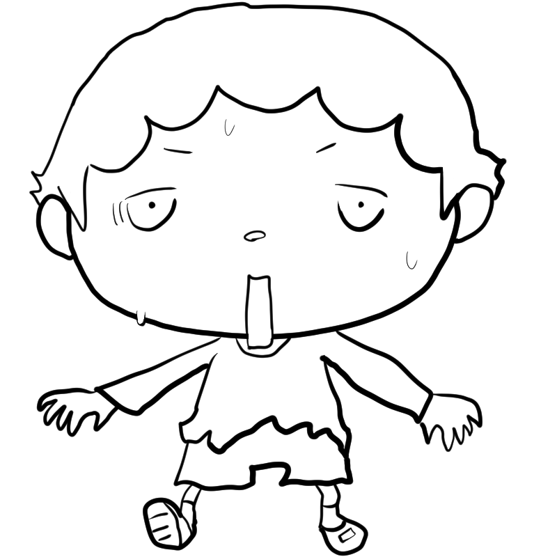 驚く男の子のかわいいぬり絵