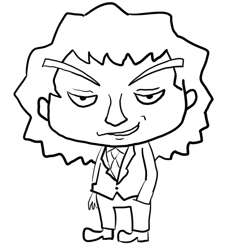 カモを物色する詐欺師のかわいいぬり絵