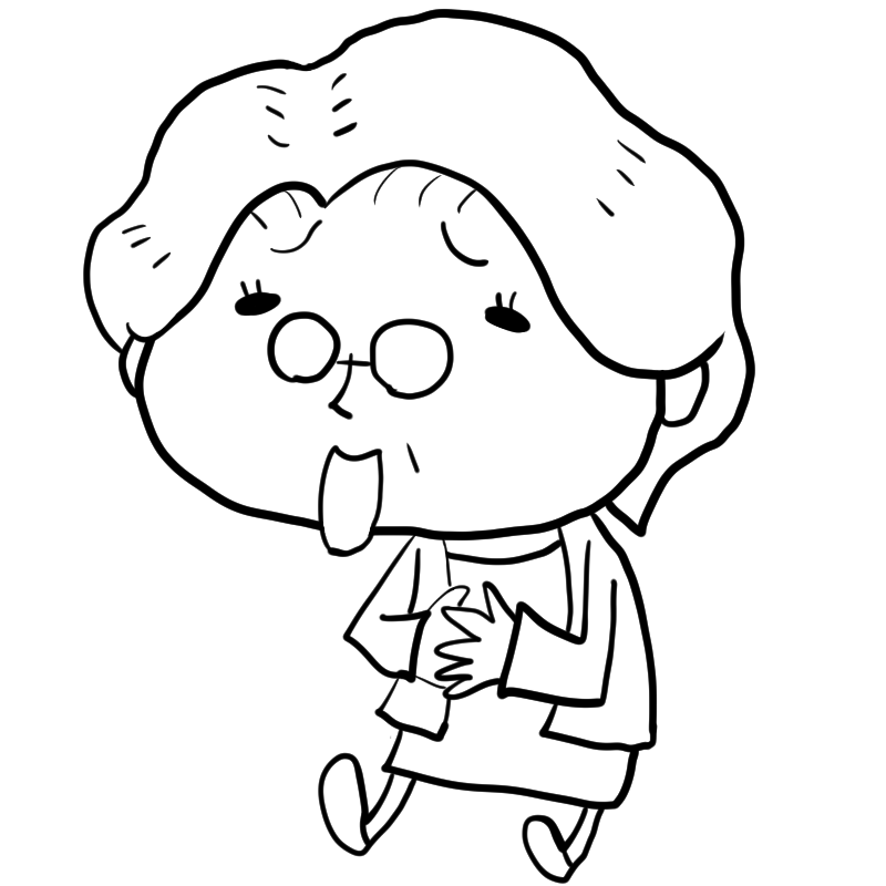 大笑いするおばあさんのかわいいぬり絵