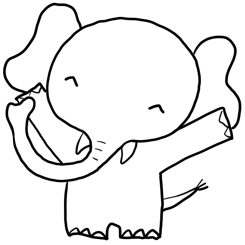 喜ぶ象のかわいいぬり絵