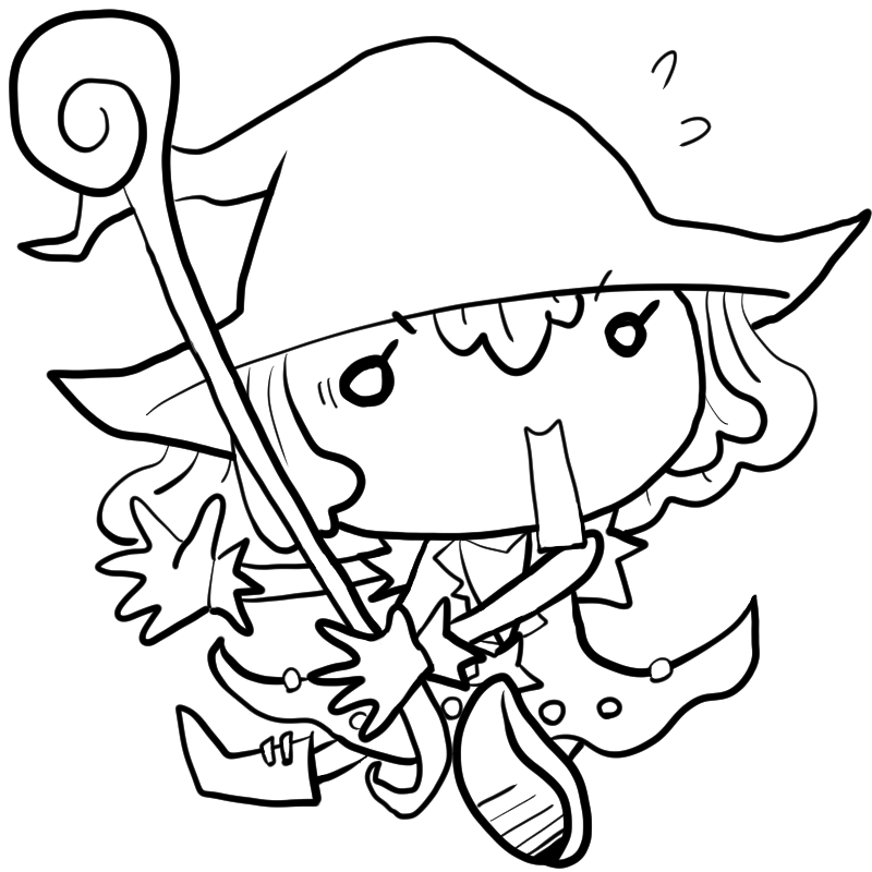 驚く魔法少女のかわいいぬり絵