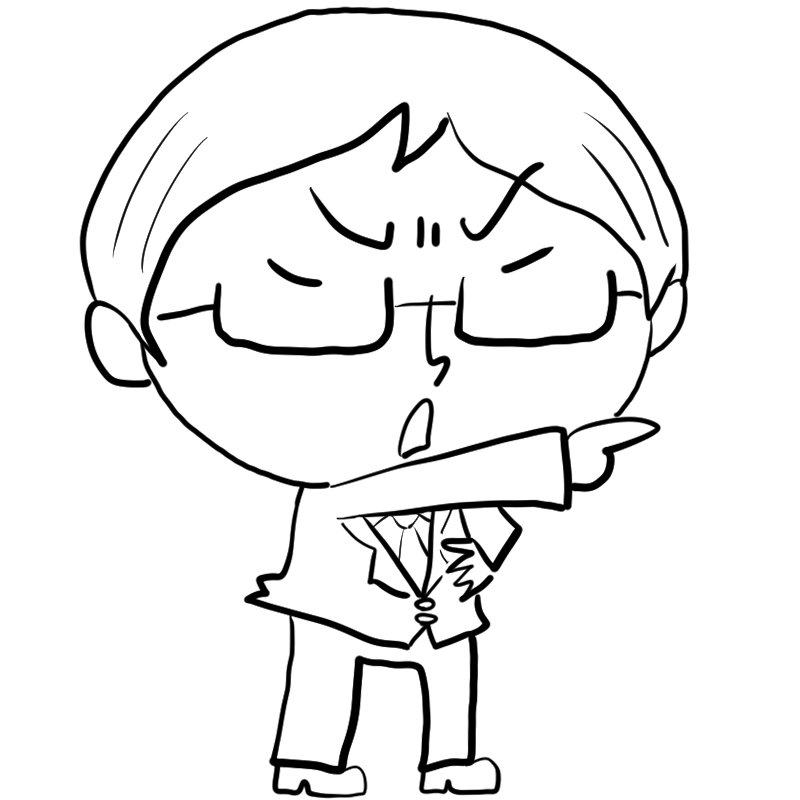 指差す中学生男子のかわいいぬり絵
