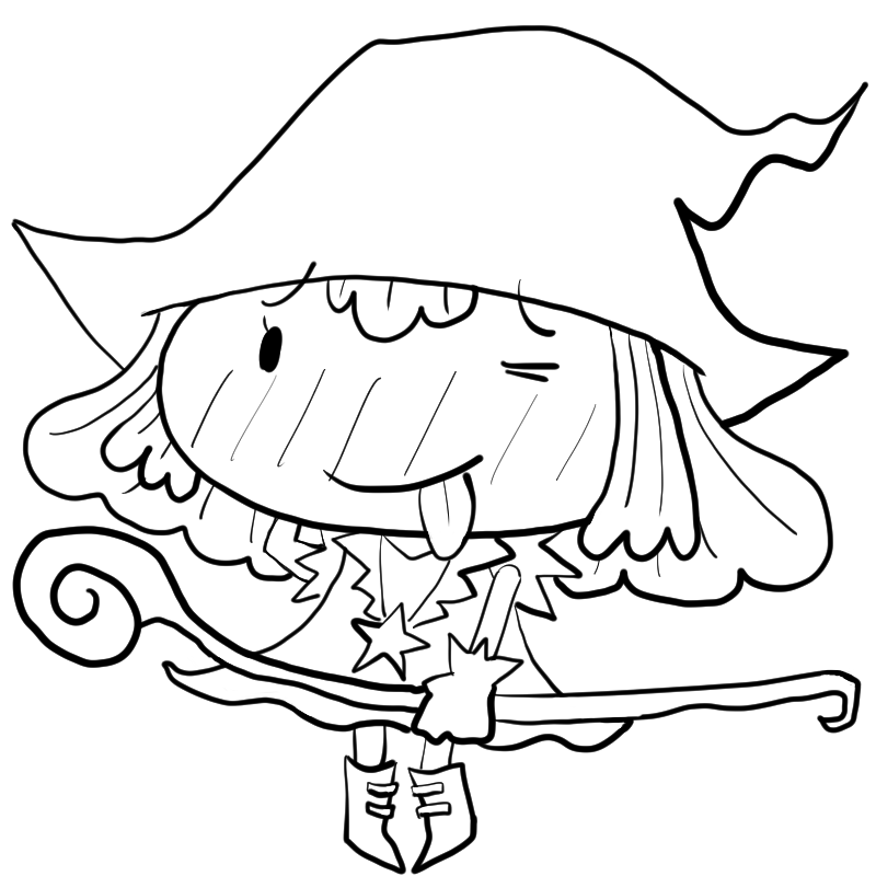 照れる魔法少女のかわいいぬり絵