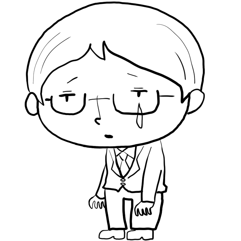 泣く中学生男子のかわいいぬり絵