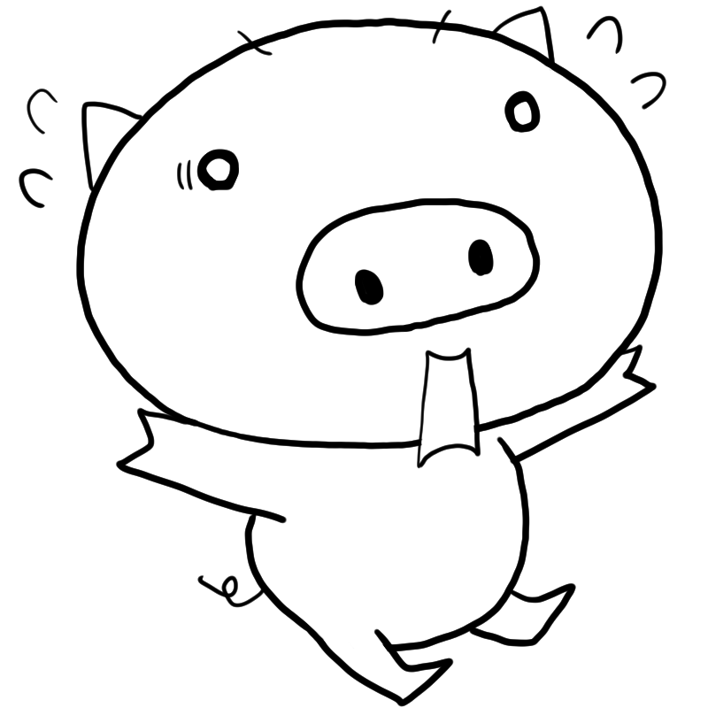 驚く豚のかわいいぬり絵