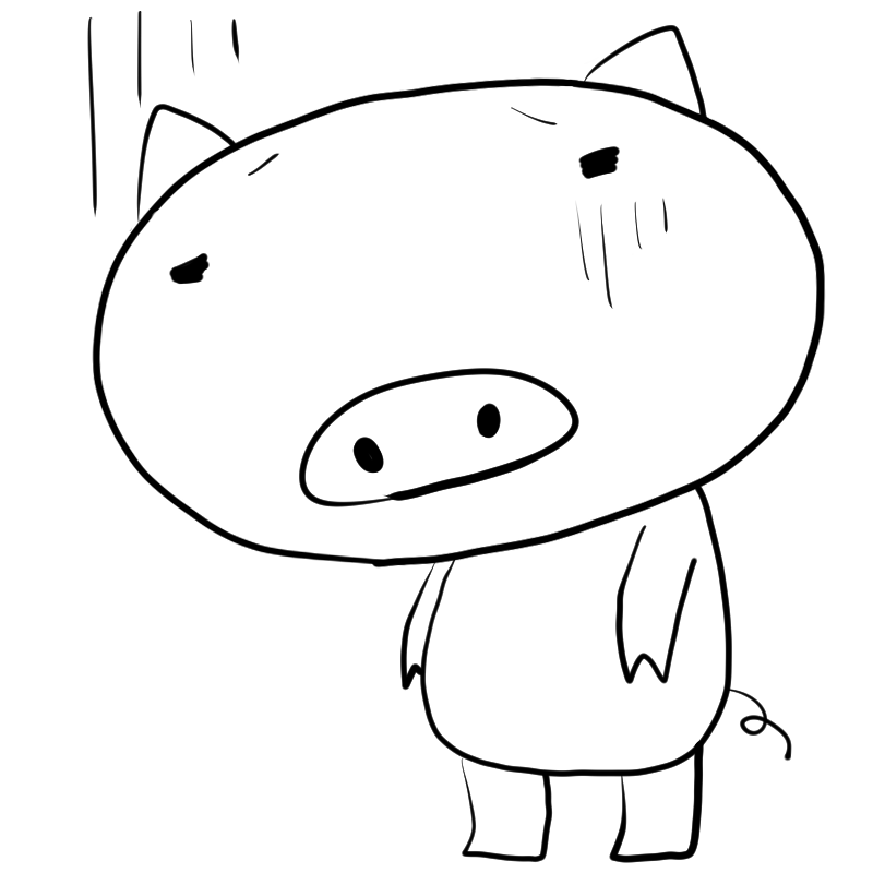落ち込む豚のかわいいぬり絵