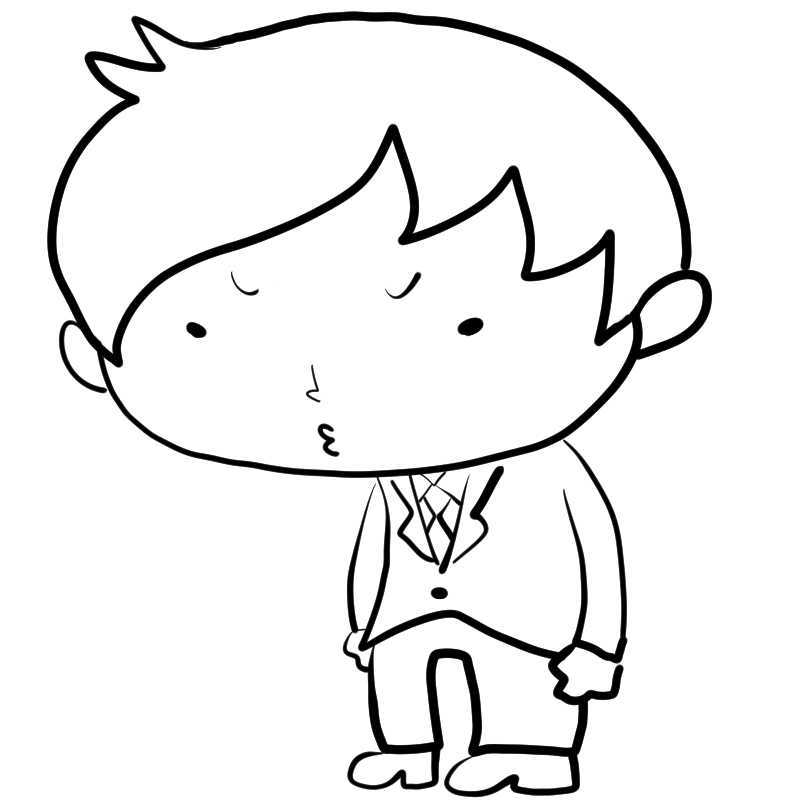 不服そうなサラリーマンのかわいいぬり絵