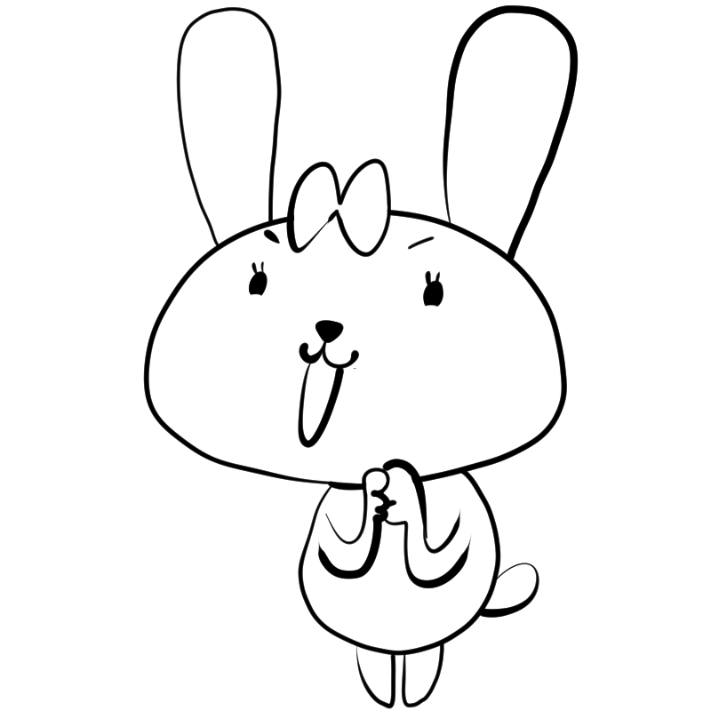 憧れるウサギのかわいいぬり絵
