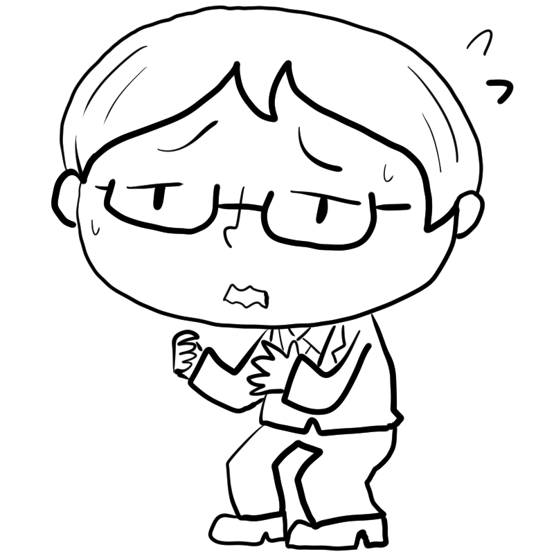 焦るメガネ男子のかわいいぬり絵